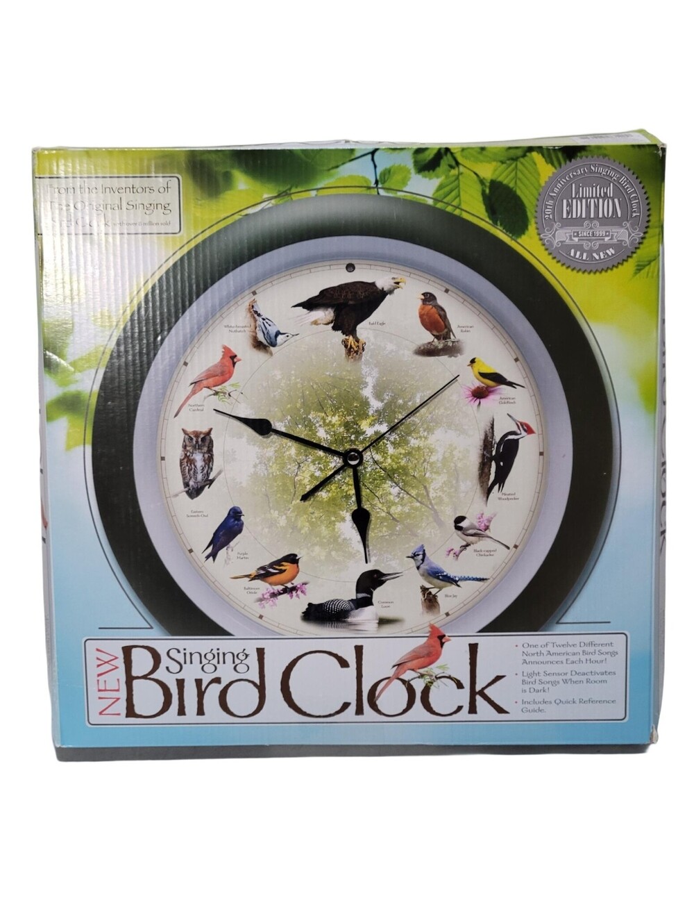 13 Inch Bird Song Wall Clock - Limited 20th Anniversary Model, Auto Dimmable - Picture 5 of 11